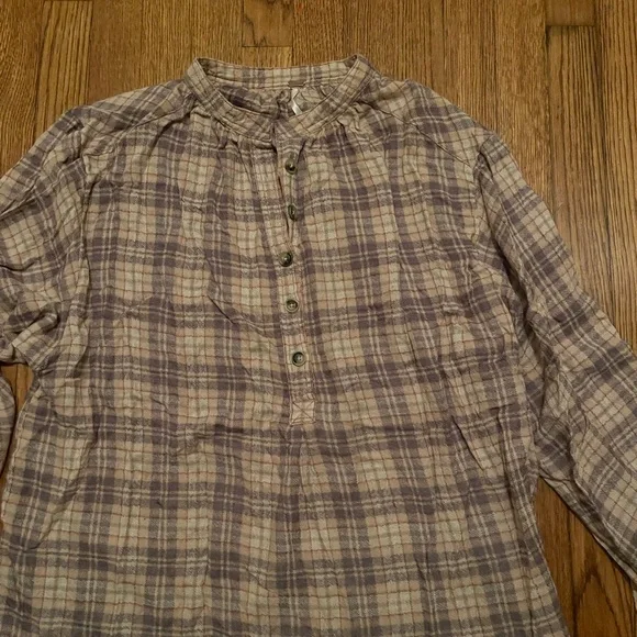 Free People Northern Bound Plaid Shirt in Beige Combo - Picture 3 of 4